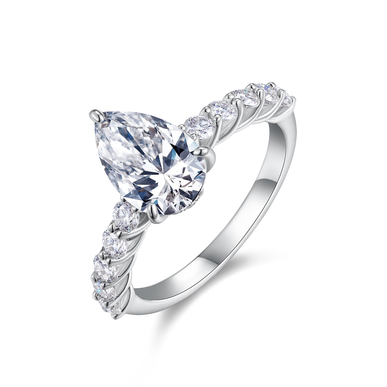 Moissanite Pear Water Drop Ring Silver