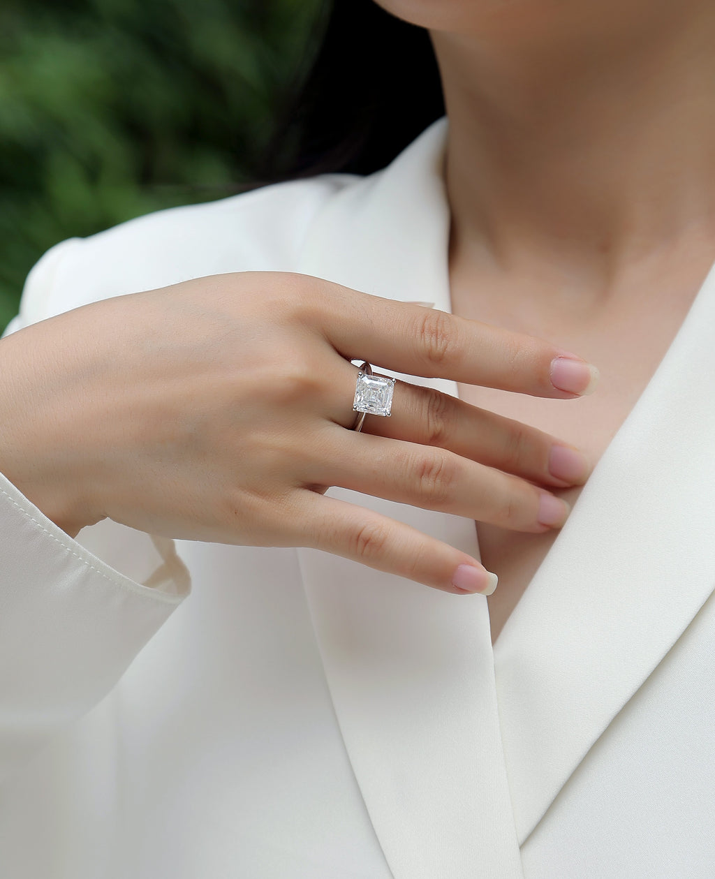 Antares Moissanite Fire Ring - Silver Square 10mm