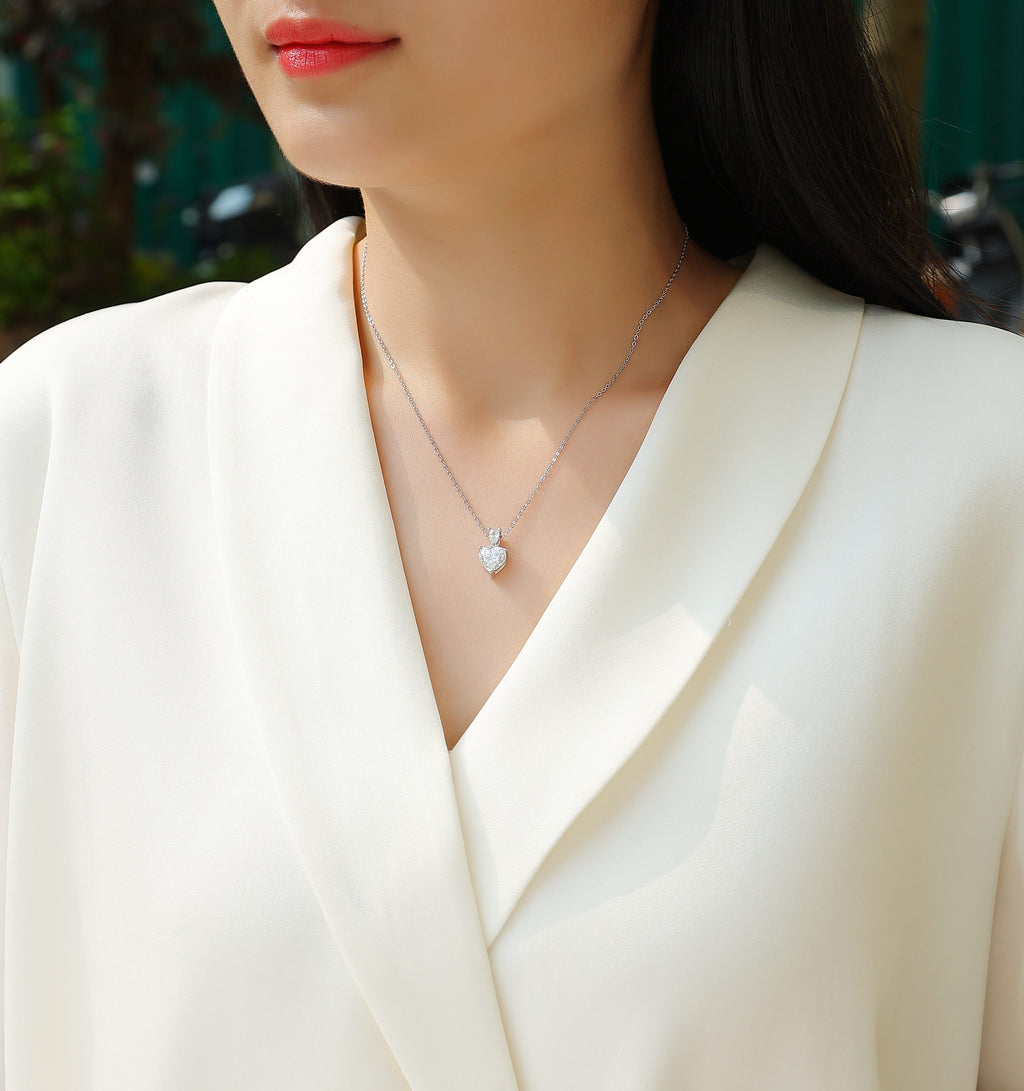 Love's Promise Moissanite Heart Necklace