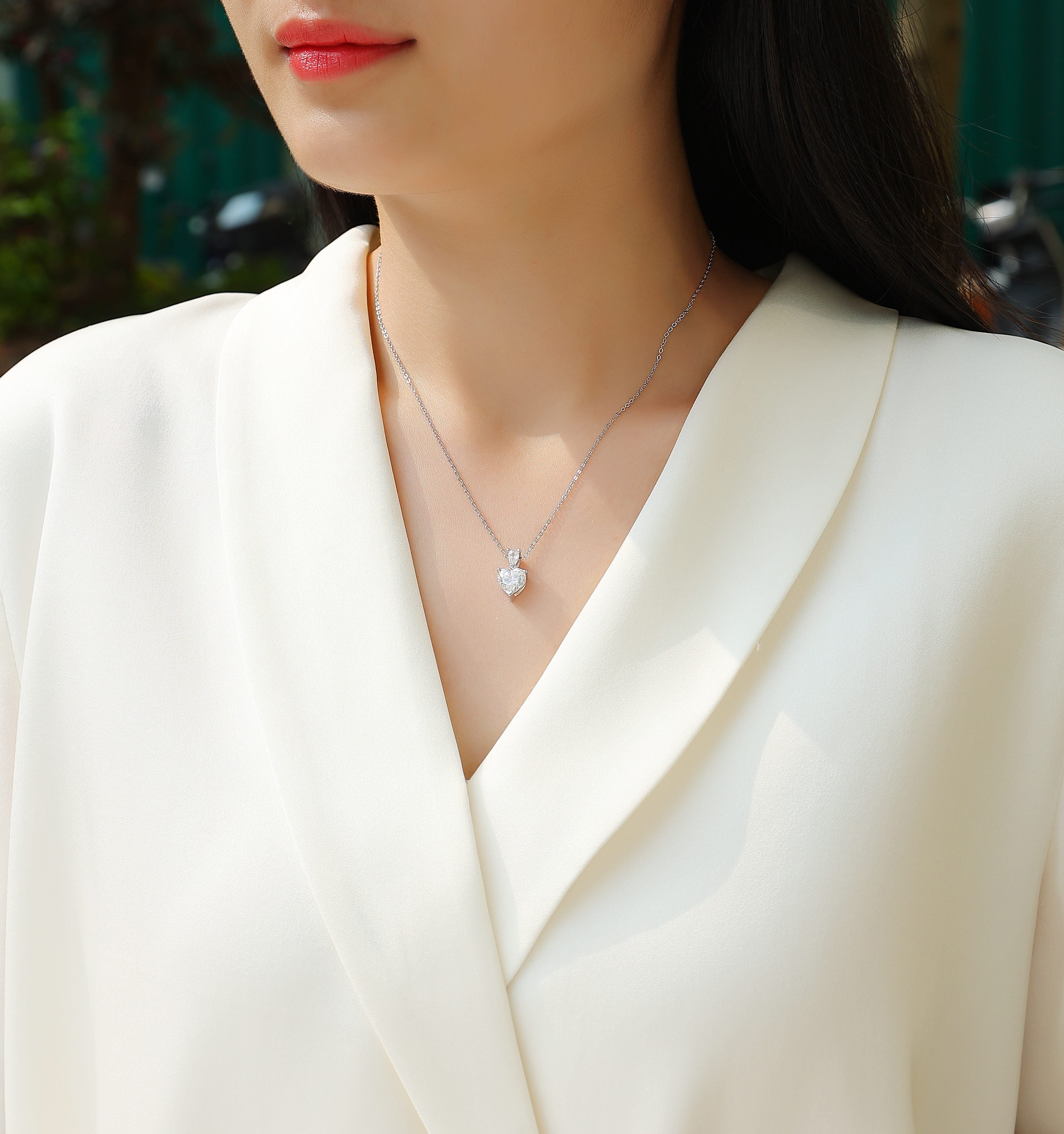 Love's Promise Moissanite Heart Necklace
