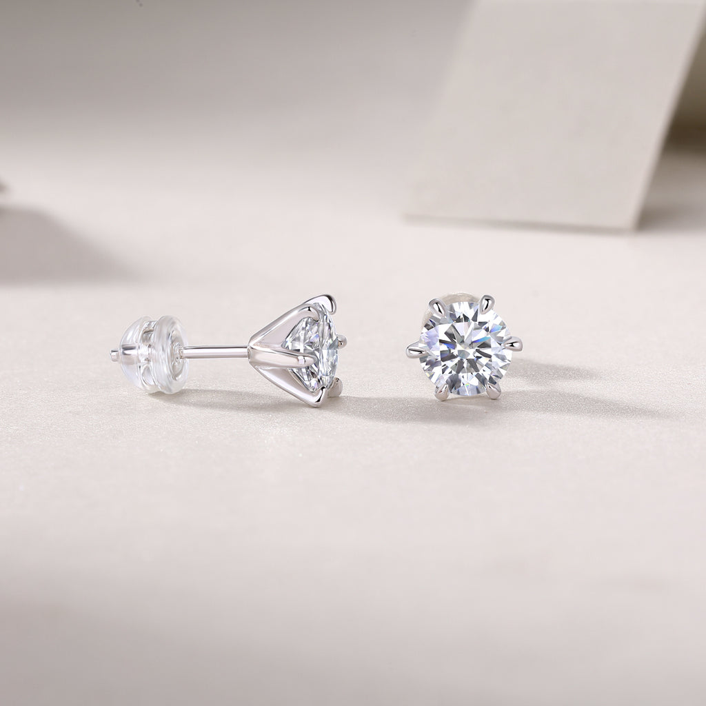 Moissanite Stud Earrings 1ct S925 Silver Platinum