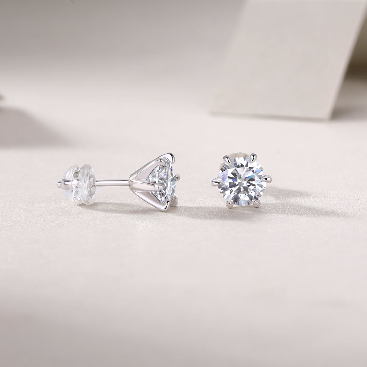 Moissanite Stud Earrings 1ct S925 Silver Platinum
