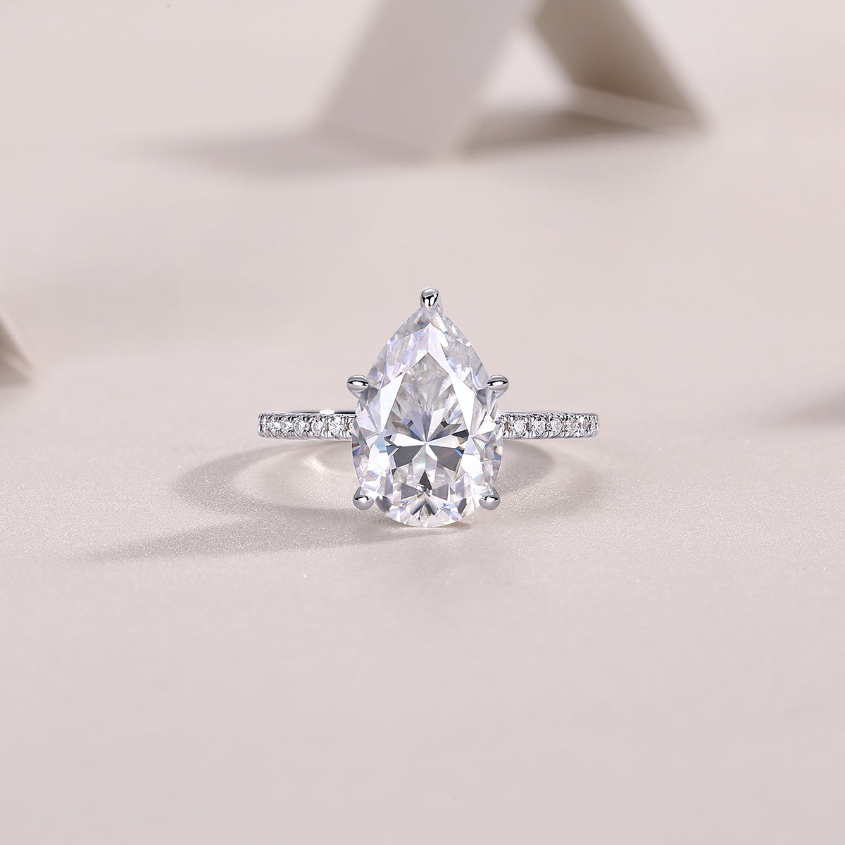 Andromeda Ring Moissanite Pear 9x13 S925 Silver