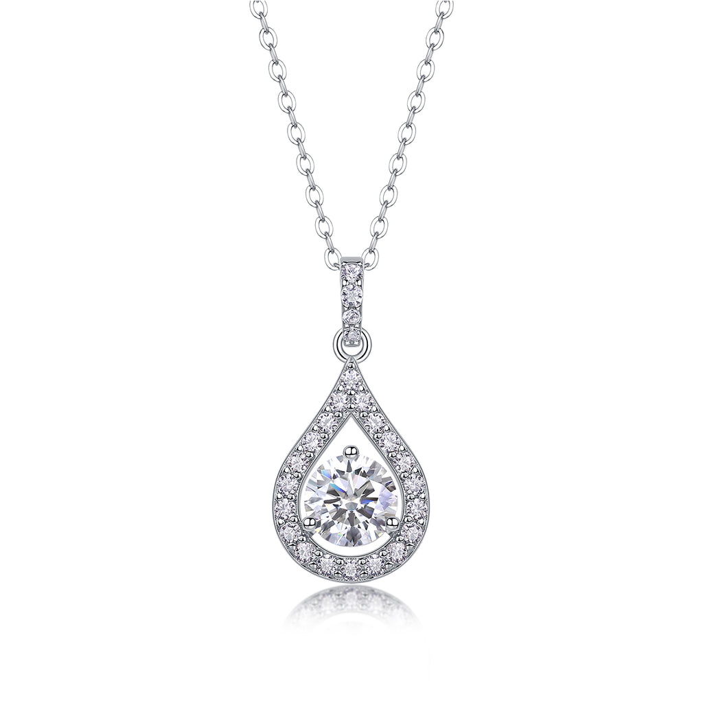 Moissanite Heart Necklace - 1 Carat Silver