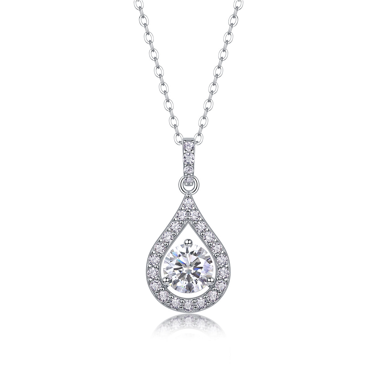 Moissanite Heart Necklace - 1 Carat Silver