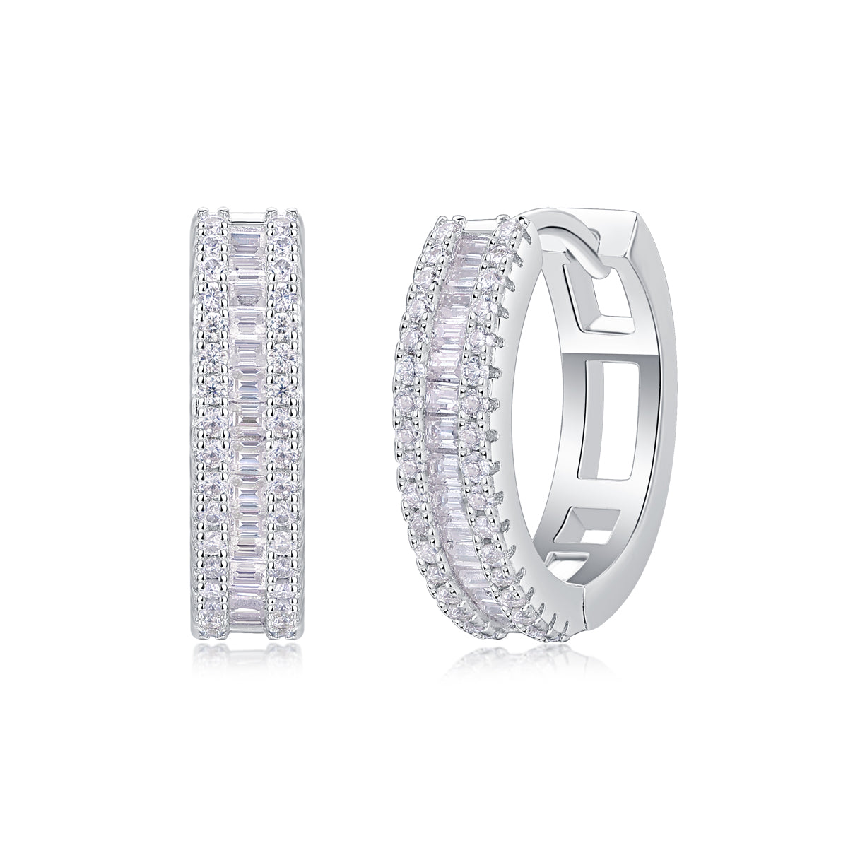 Moissanite Stud Earrings - Silver Plated