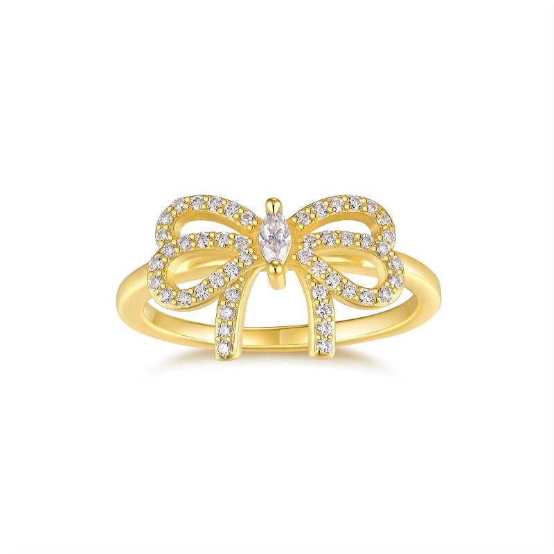 Royal Bow Ring - Moissanite Gold-Plated Silver