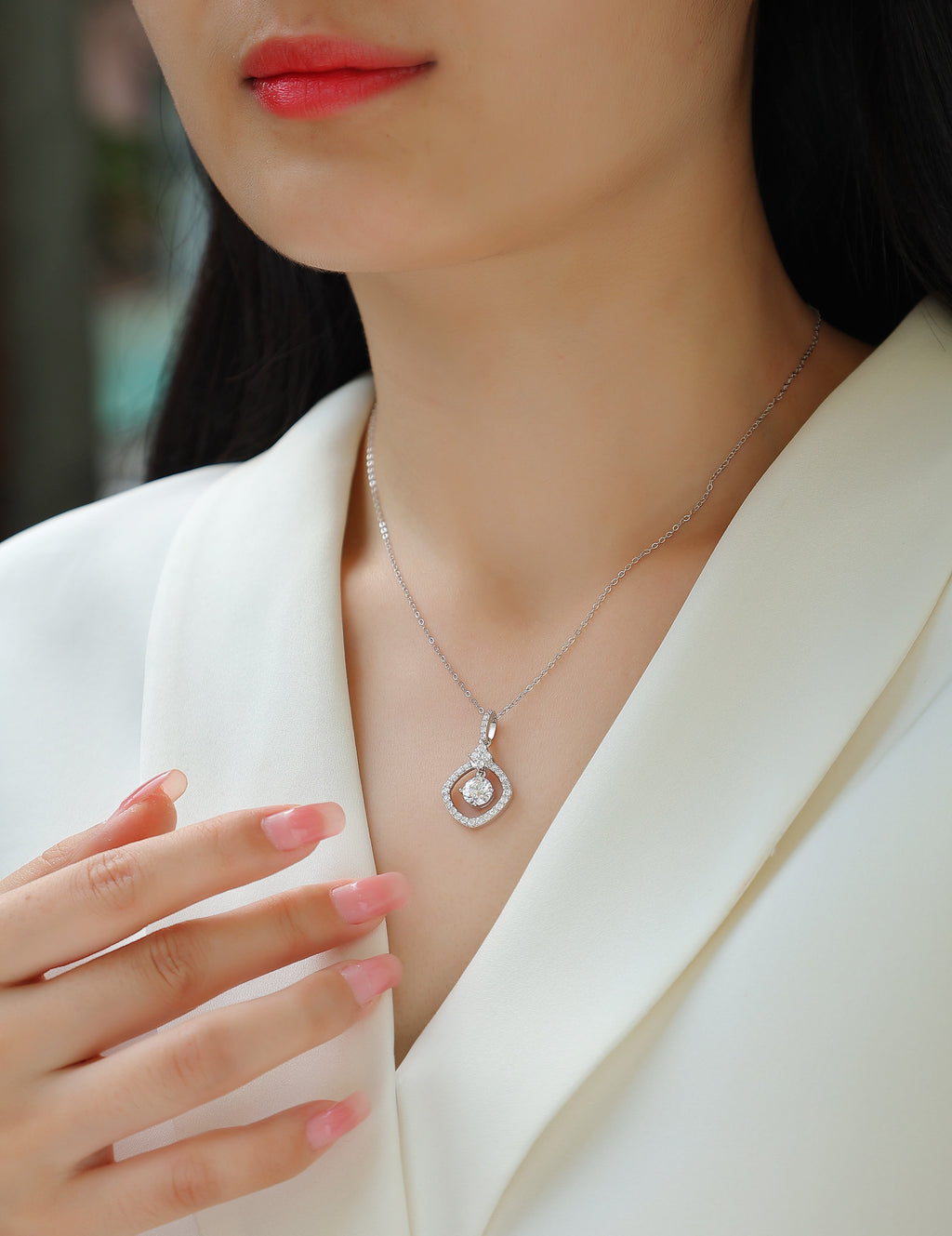 Space Dream Moissanite Necklace 1ct Silver