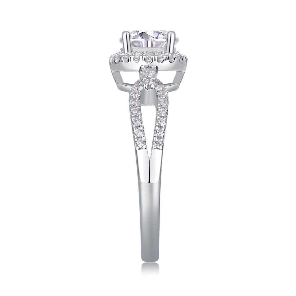 Moissanite Ring 1ct S925 Silver Platinum