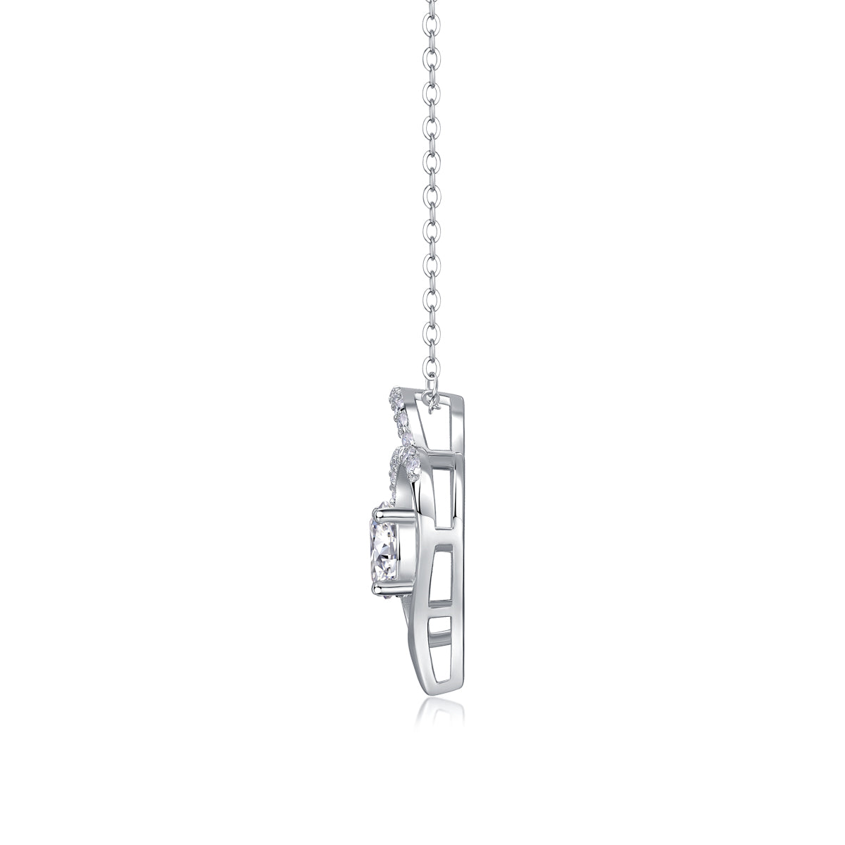 Heart to Heart Necklace Moissanite 1ct Silver
