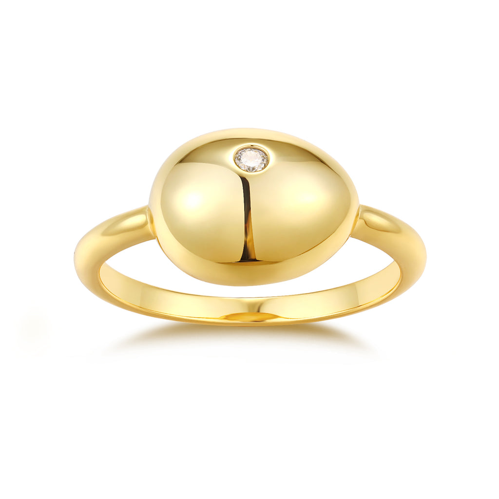 Golden Moissanite Ring - Gold-Plated Silver