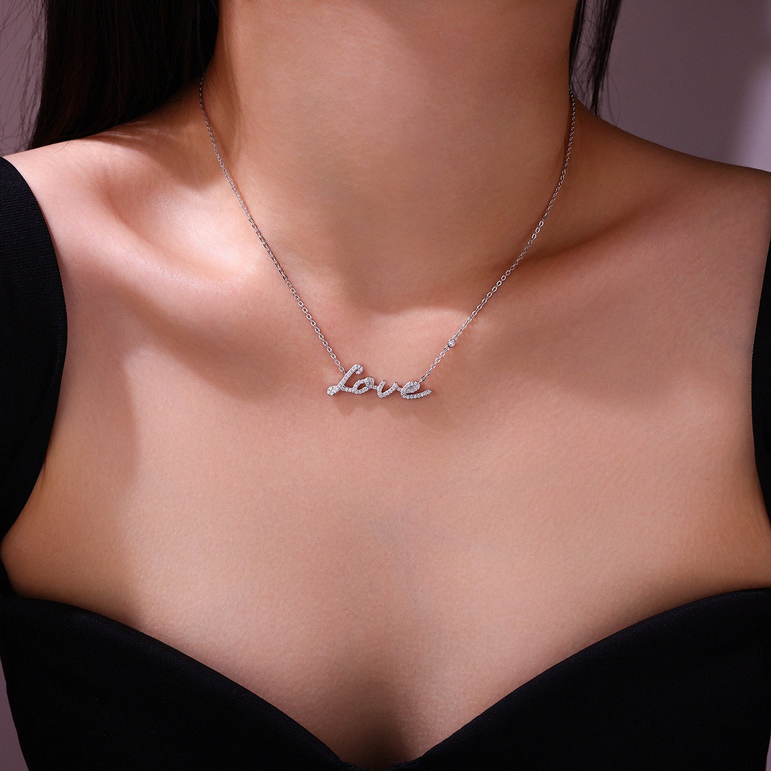 Love's Embrace Moissanite Necklace Silver