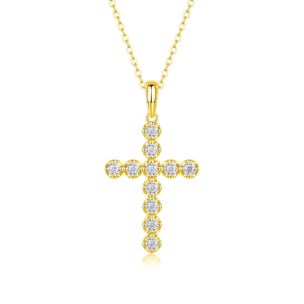 Imperial Cross Necklace Moissanite Silver 40cm