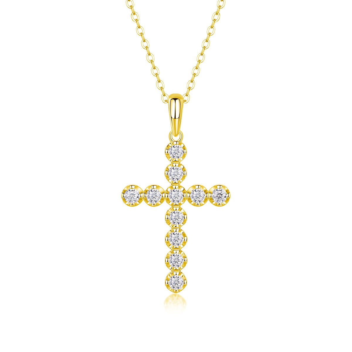 Imperial Cross Necklace Moissanite Silver 40cm