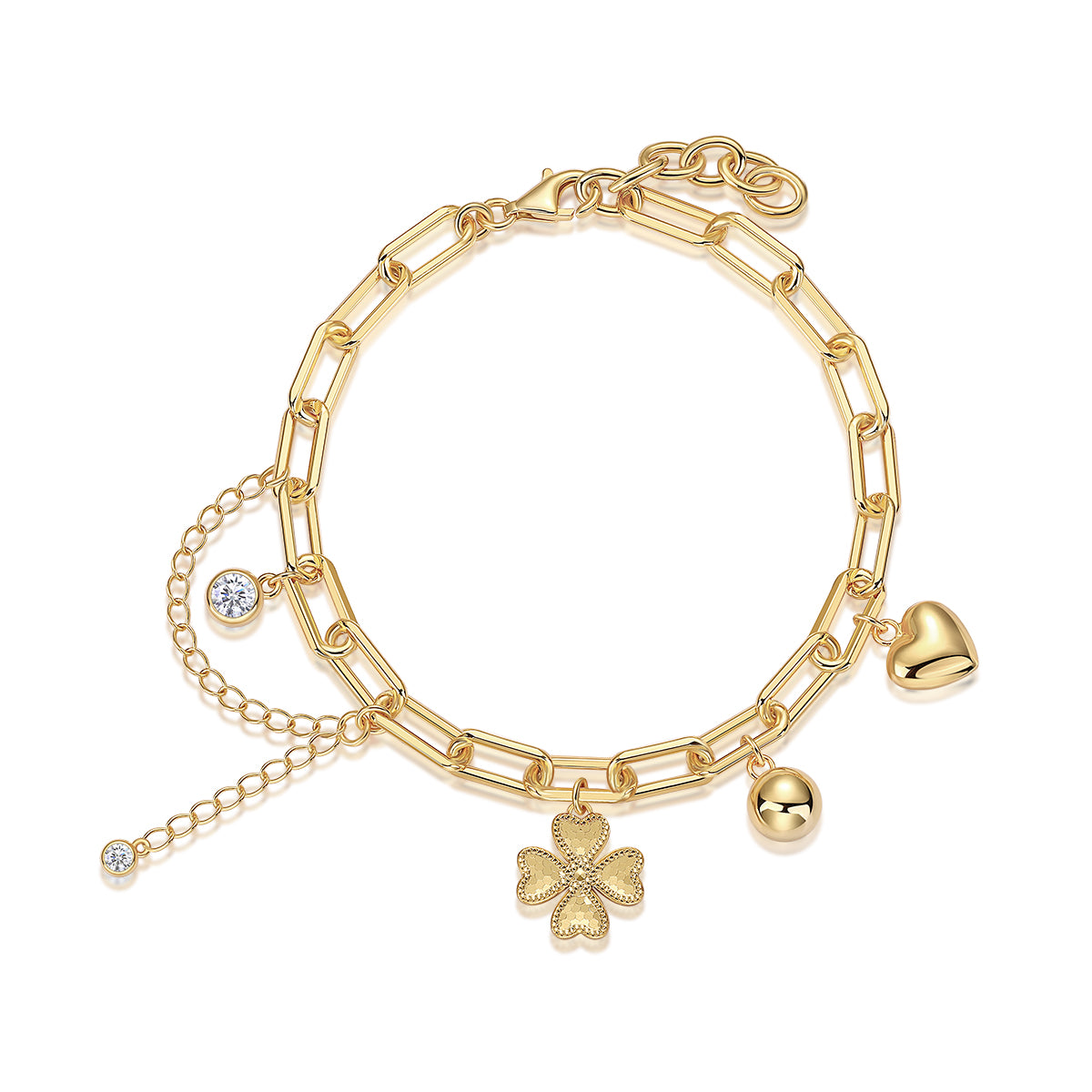 Golden Charm Bracelet - Moissanite 0.5ct Gold