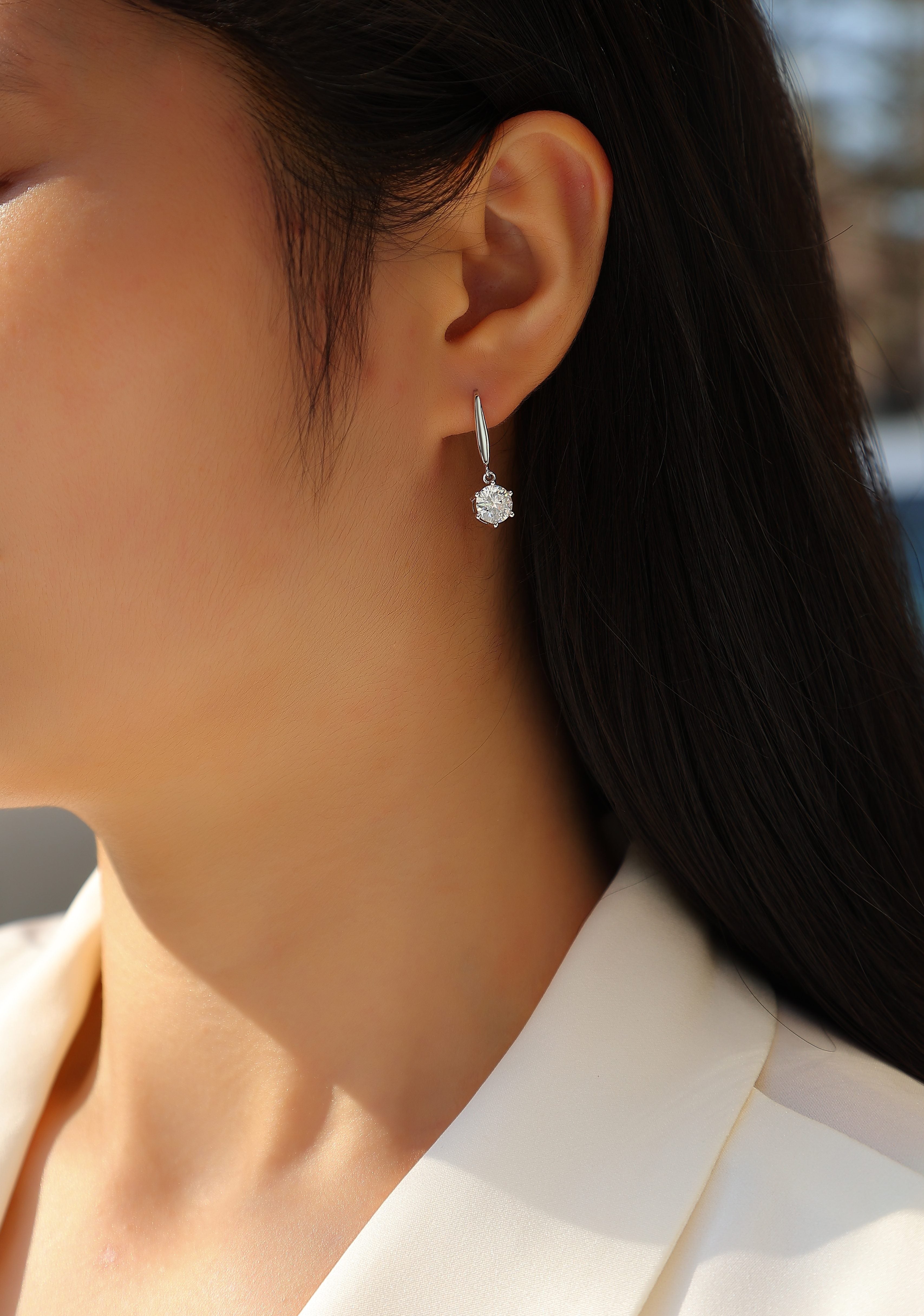 Silver Moissanite Stud Earrings 1 Carat S925