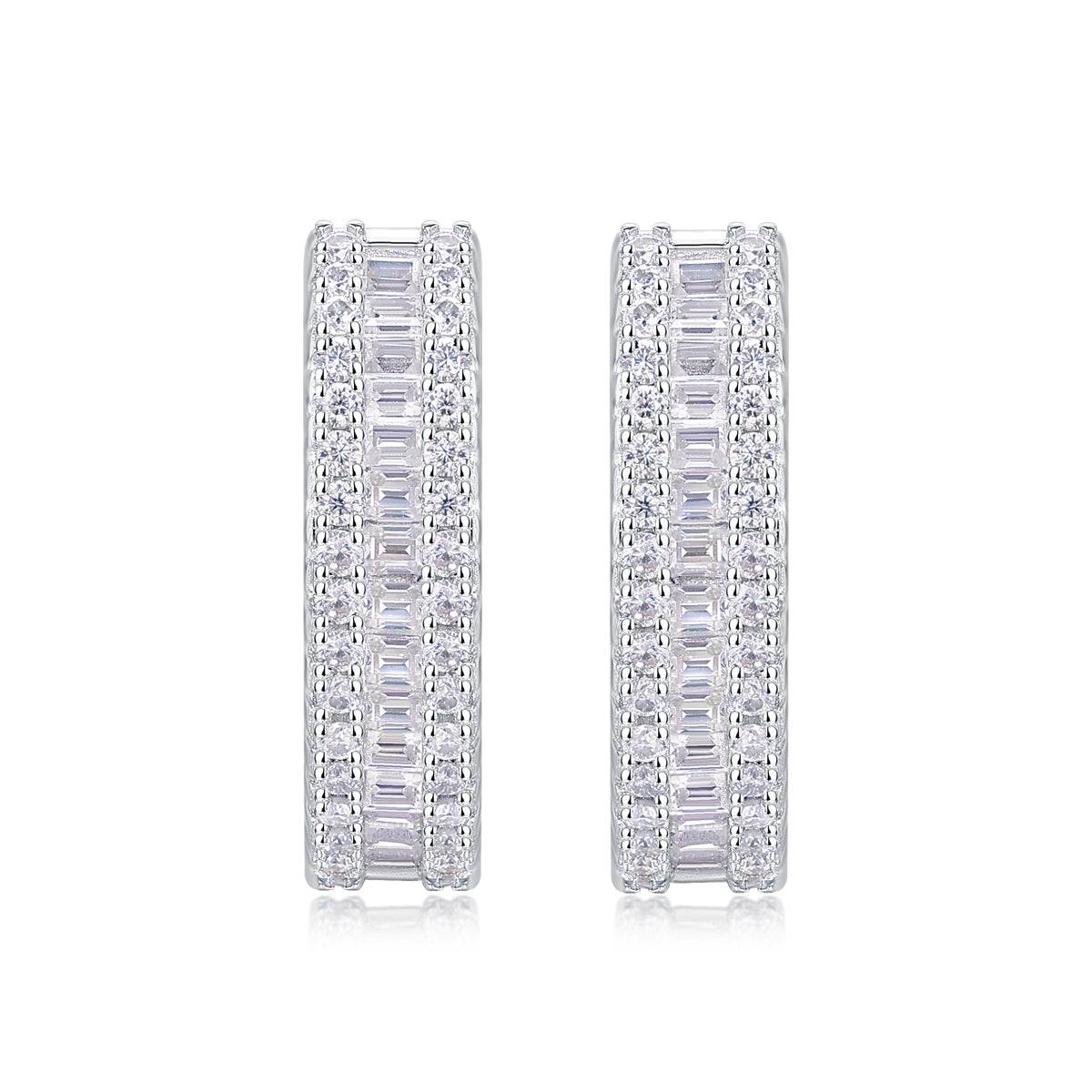 Moissanite Stud Earrings - Silver Plated