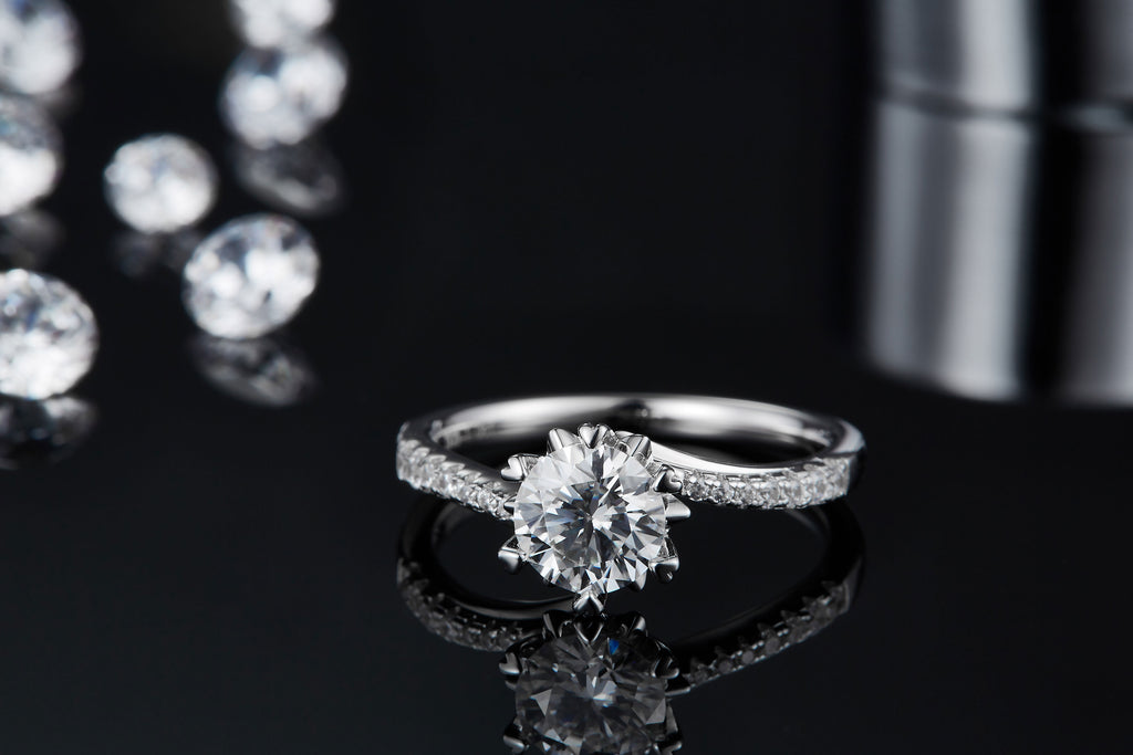 Snowflake Moissanite Ring 1ct Silver