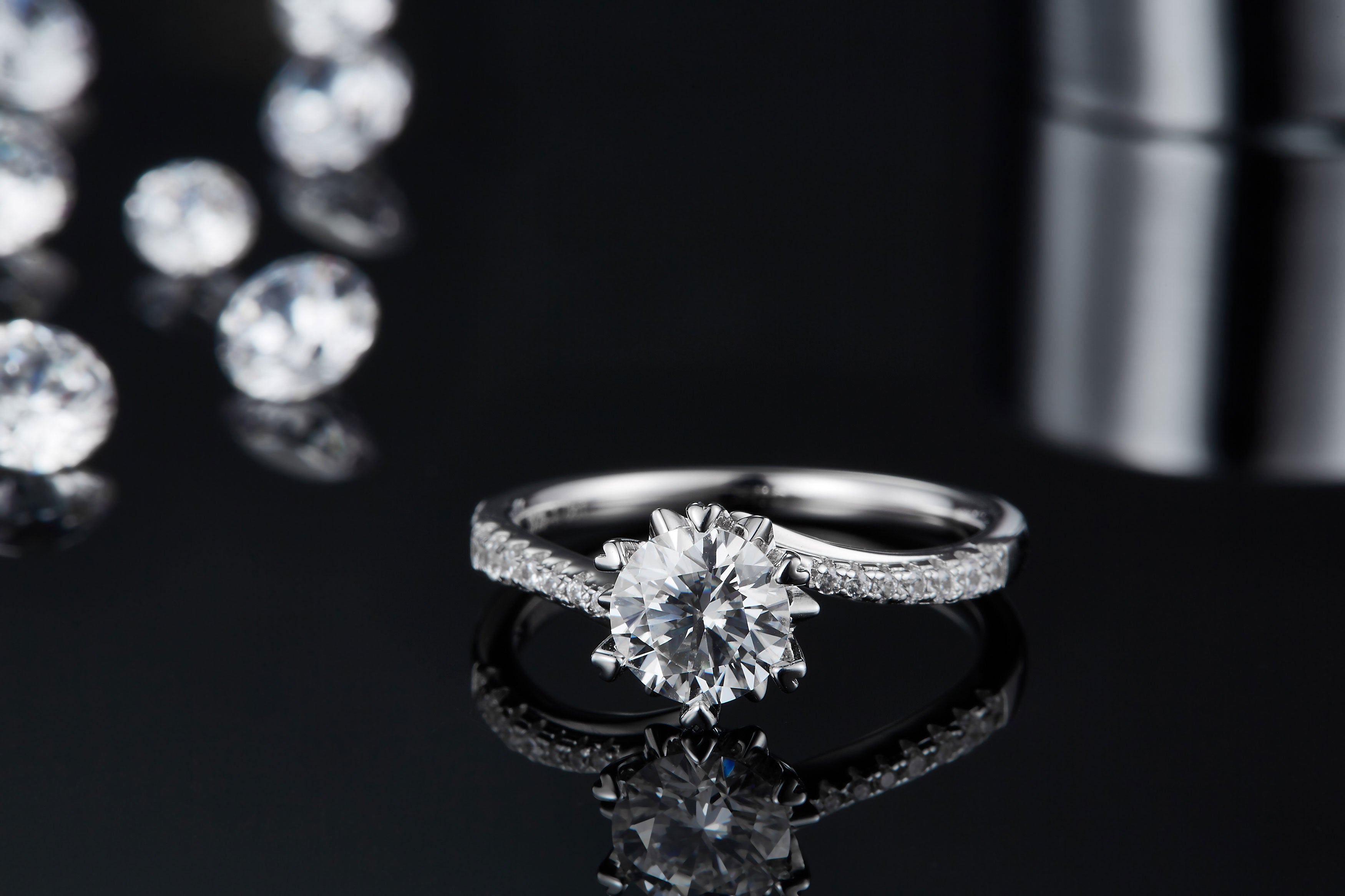 Snowflake Moissanite Ring 1ct Silver