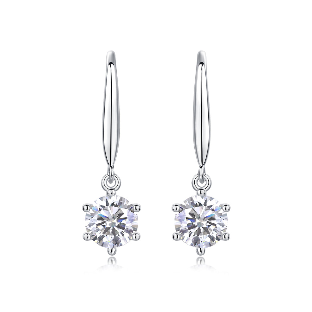 Silver Moissanite Stud Earrings 1 Carat S925