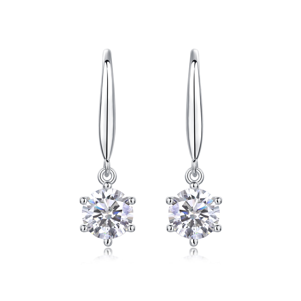 Silver Moissanite Stud Earrings 1 Carat S925