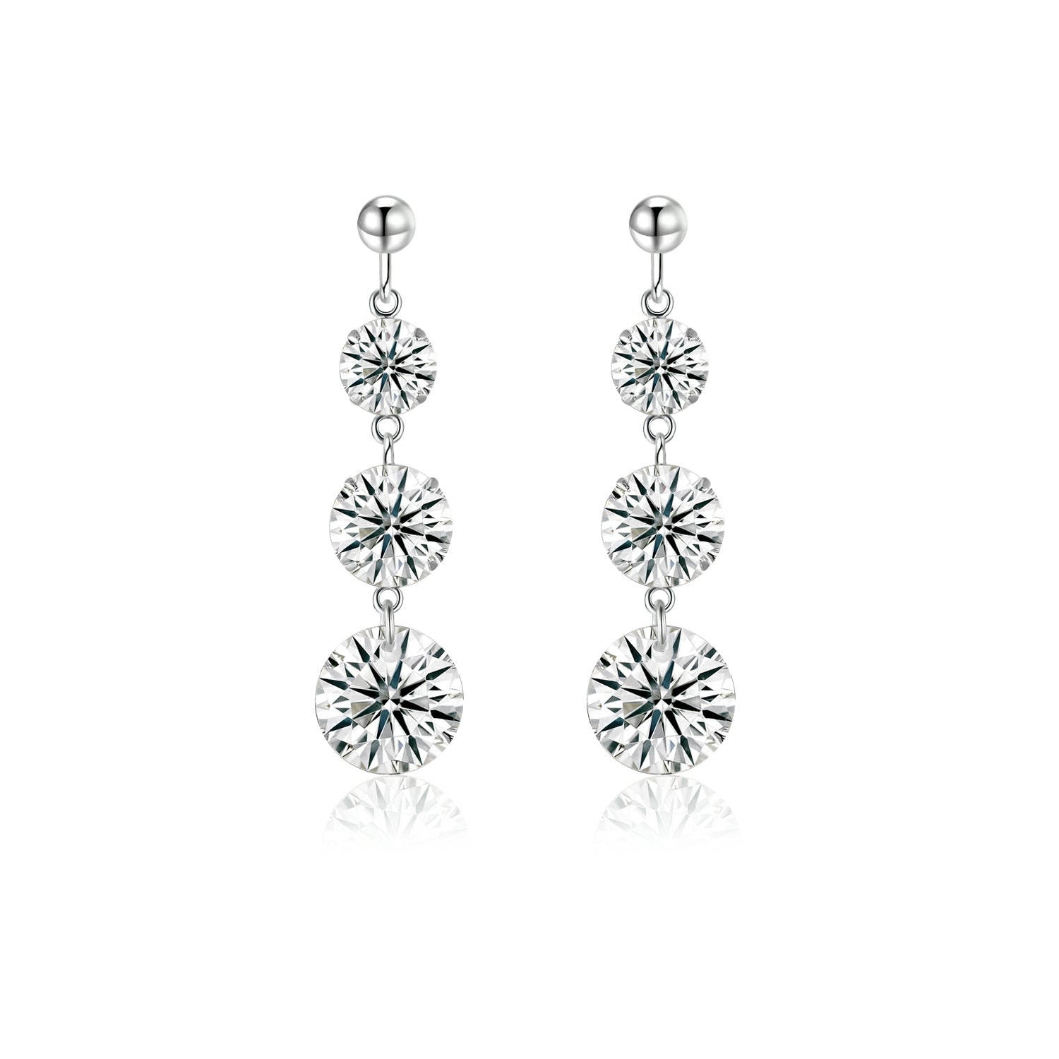Moissanite Earrings 2ct Platinum Silver