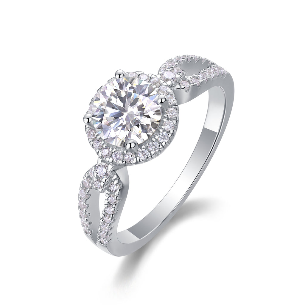 Moissanite Ring 1ct S925 Silver Platinum