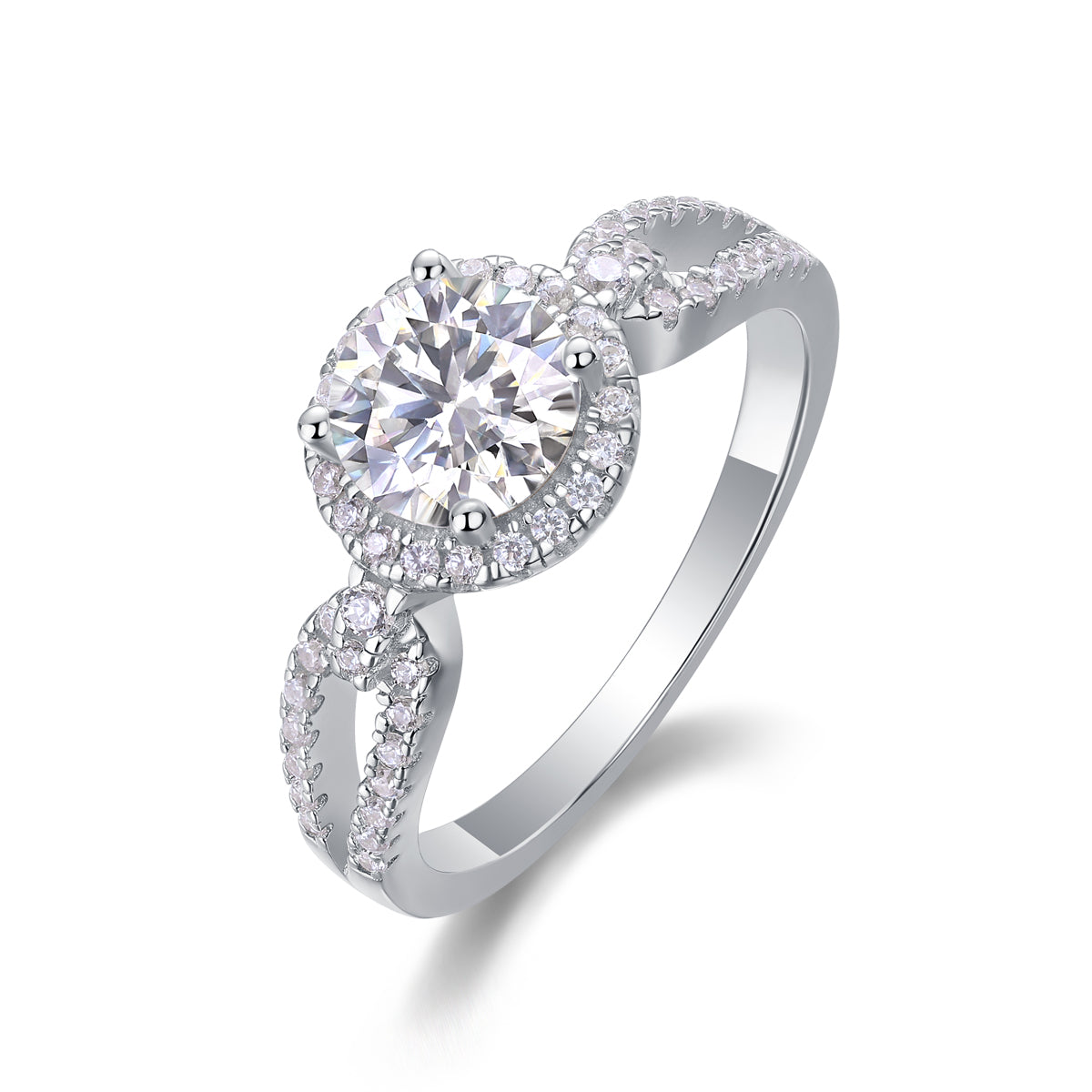 Moissanite Ring 1ct S925 Silver Platinum