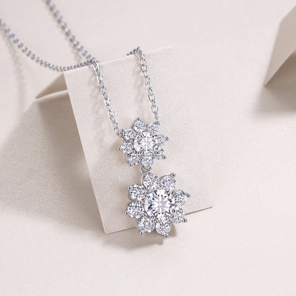 Sunshine Flower Necklace Moissanite 1ct Silver