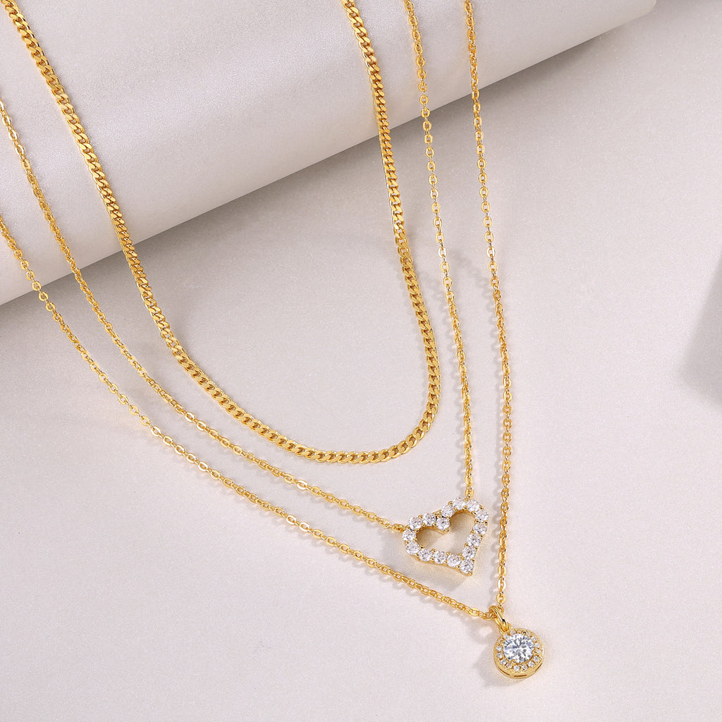 Triple Love Layered Moissanite Necklace