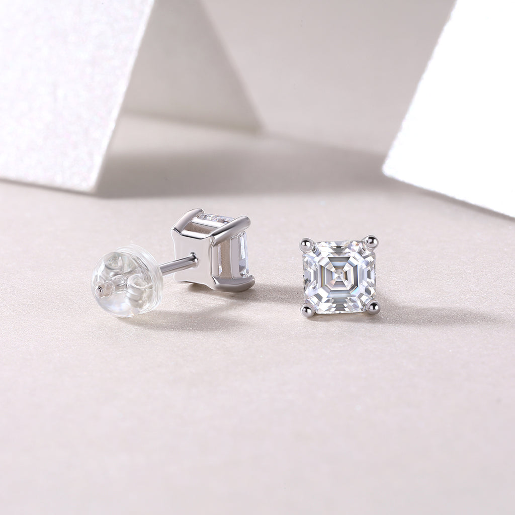 Achernar Moissanite Stud Earrings - Square 5.5mm