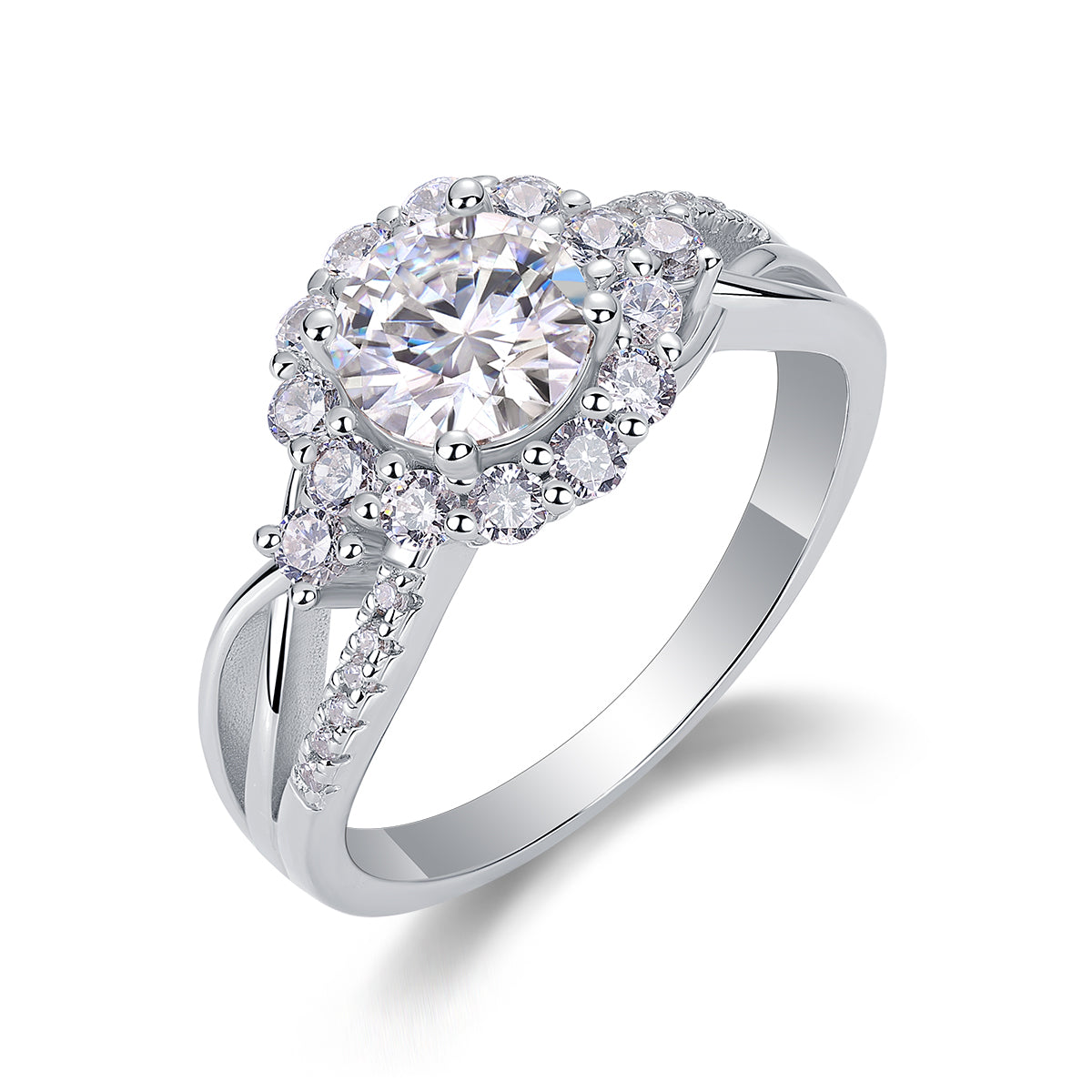Snow Lotus Moissanite Ring 2 Carat Silver