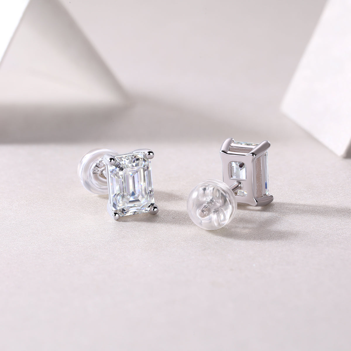 Canopus Moissanite Earrings - Octagonal 5x7mm