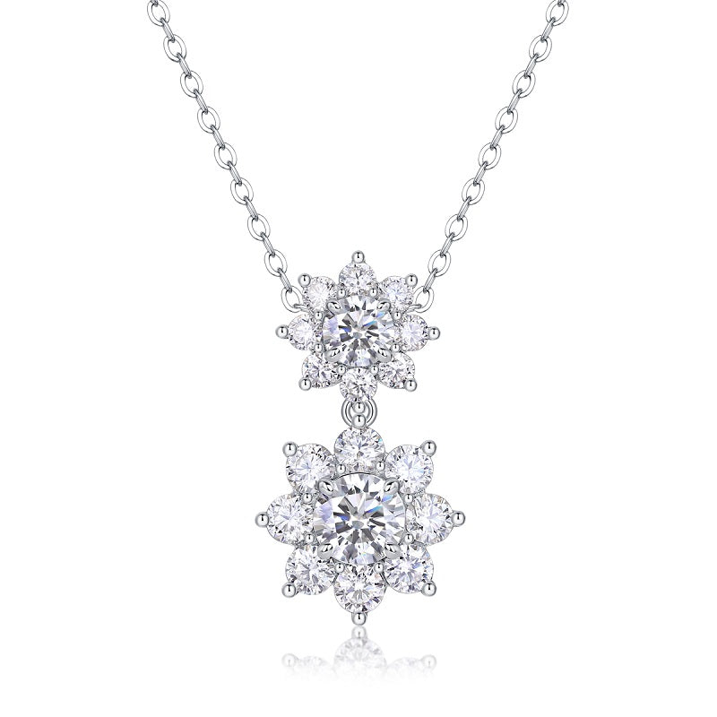 Sunshine Flower Necklace Moissanite 1ct Silver