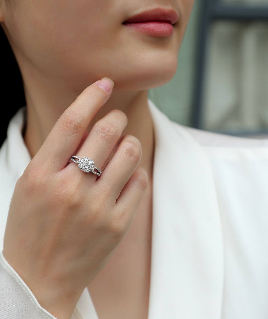 Moissanite Square Ring - S925 Silver Plated