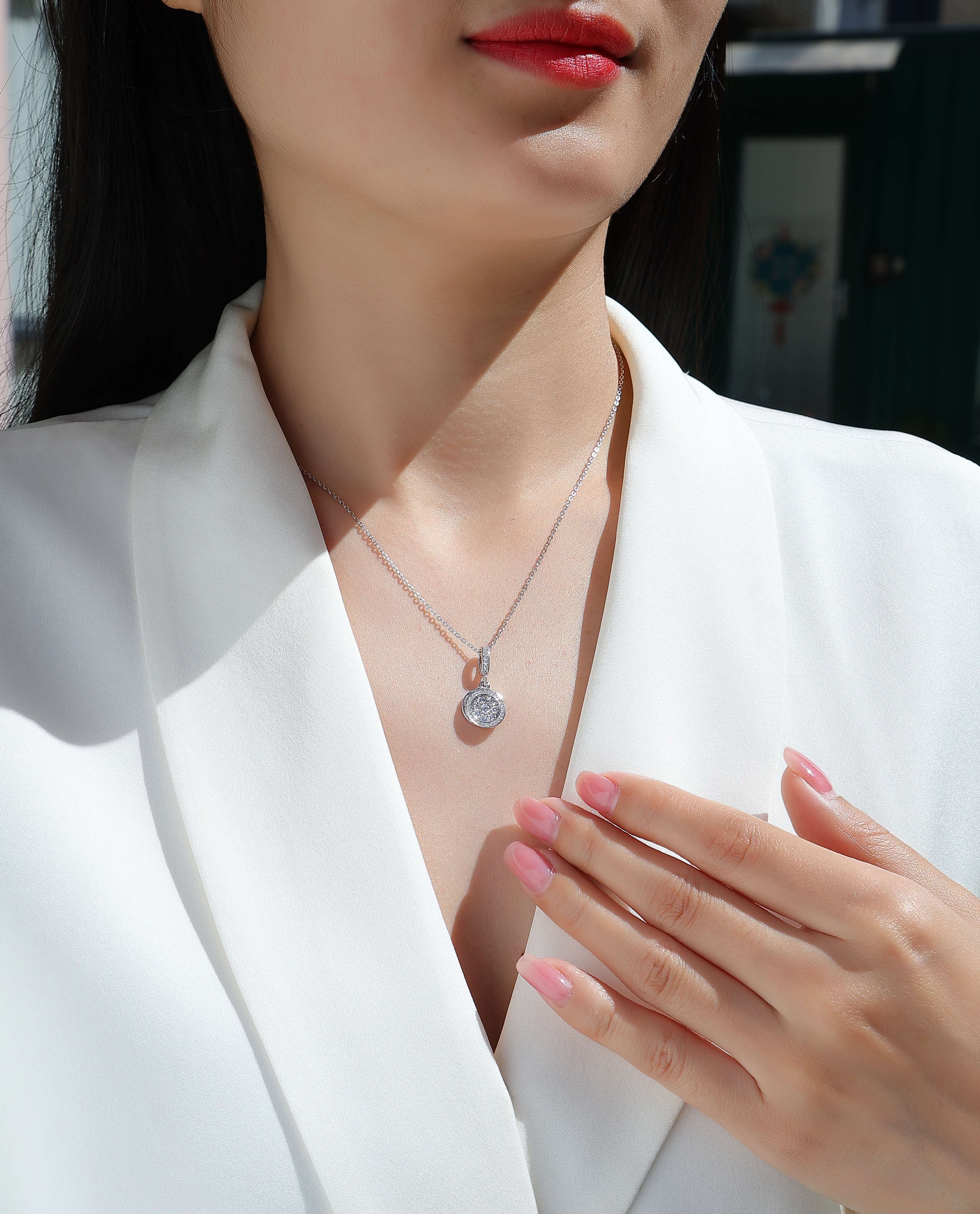 Becrux Moissanite Necklace - S925 Silver 40cm