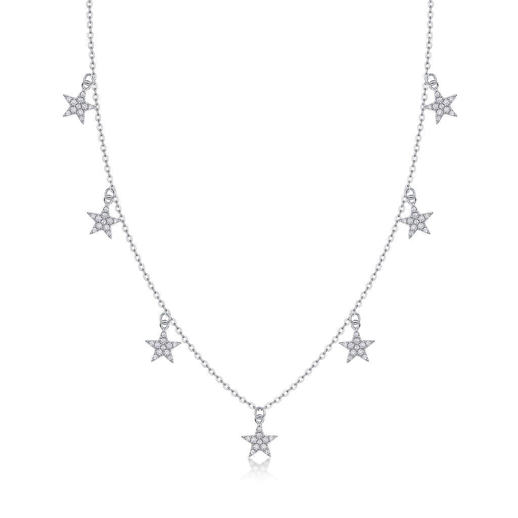 Star Love Necklace Moissanite Silver