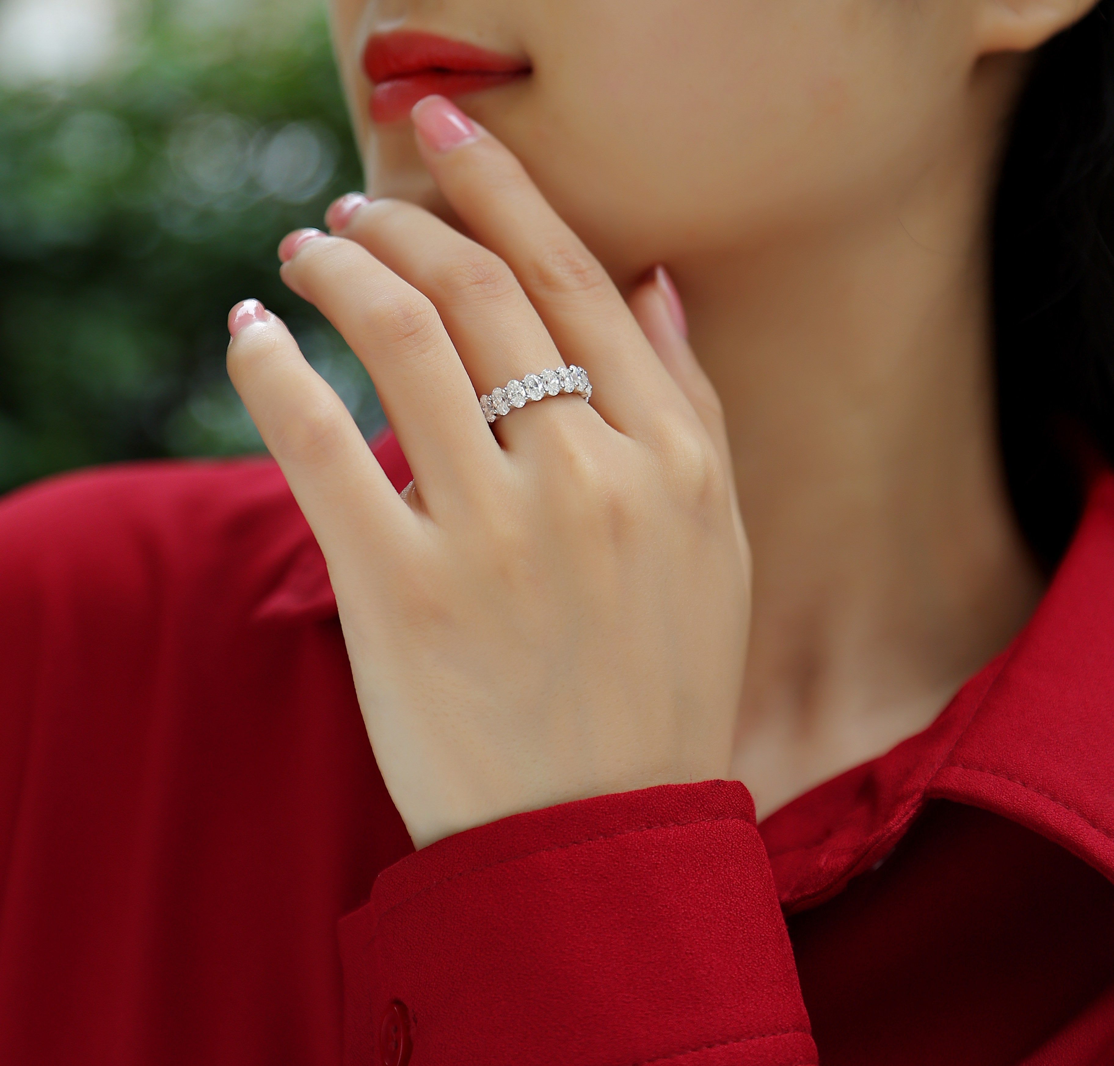 Equinox Line Ring Moissanite 3x5 S925 Silver