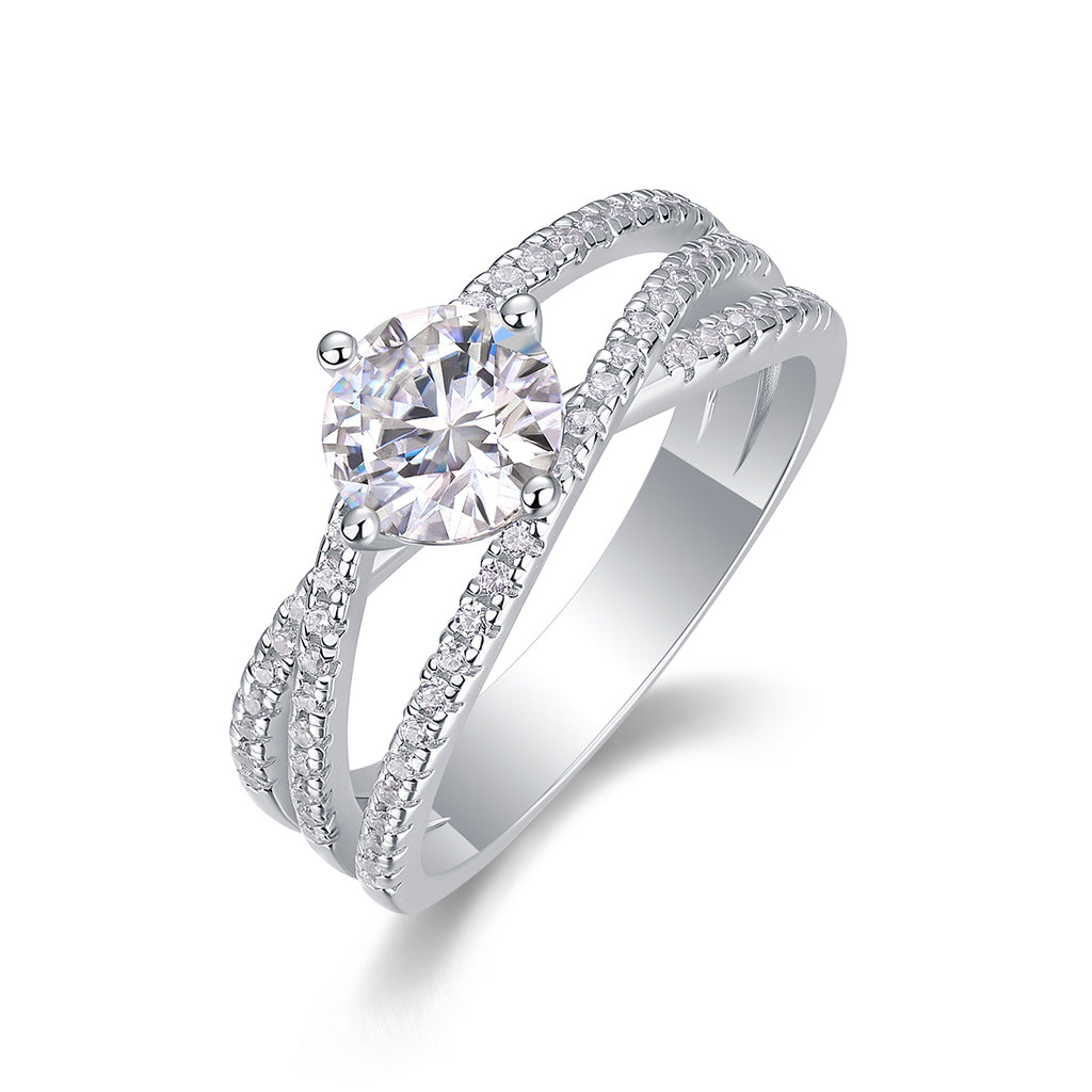 Void Sphere Moissanite Ring 1 Carat Silver