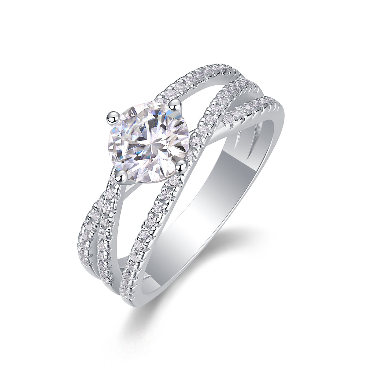 Void Sphere Moissanite Ring 1 Carat Silver