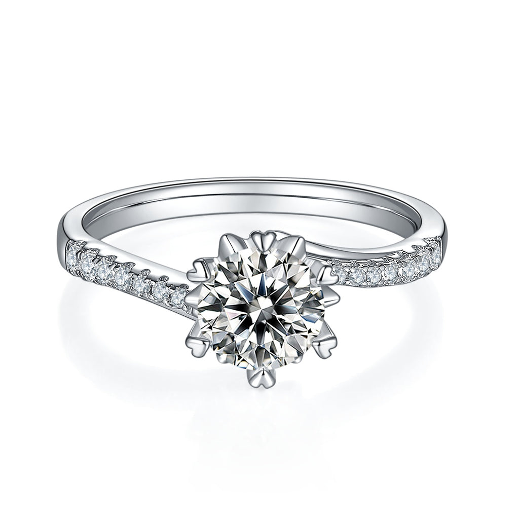 Snowflake Moissanite Ring 1ct Silver