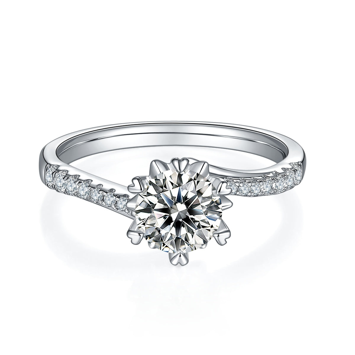 Snowflake Moissanite Ring 1ct Silver