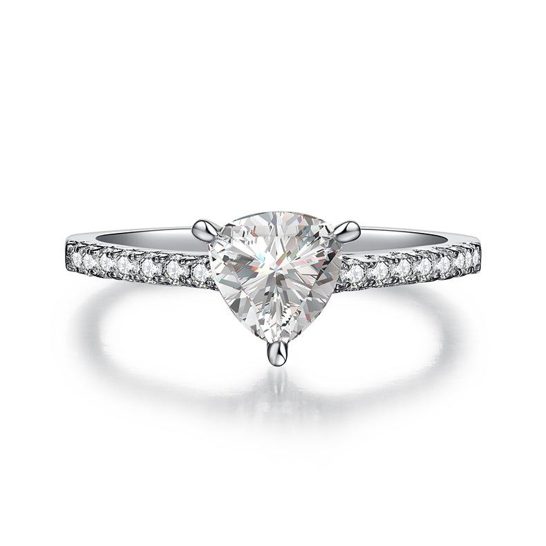 Moissanite Ring Triangular 6.5mm Platinum Silver