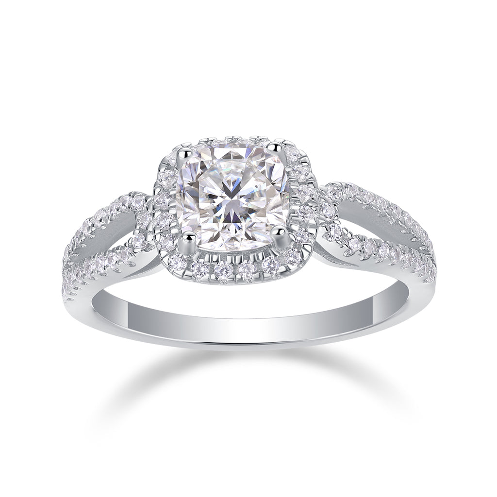 Moissanite Square Ring - S925 Silver Plated