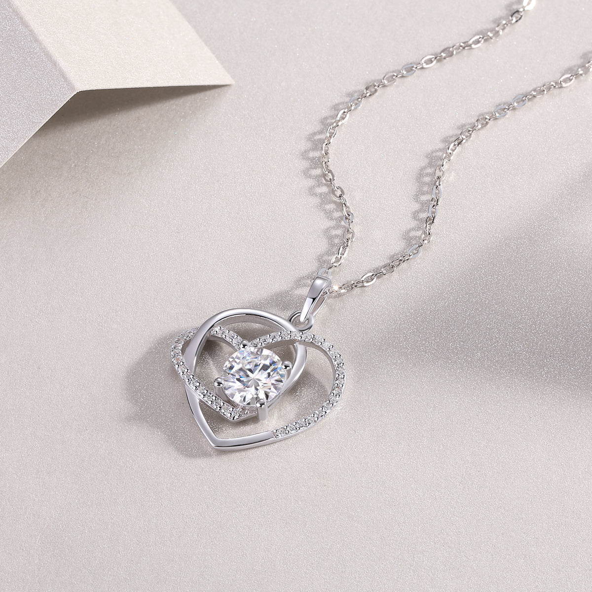 Lovely Hearts Moissanite Necklace - 1ct S925