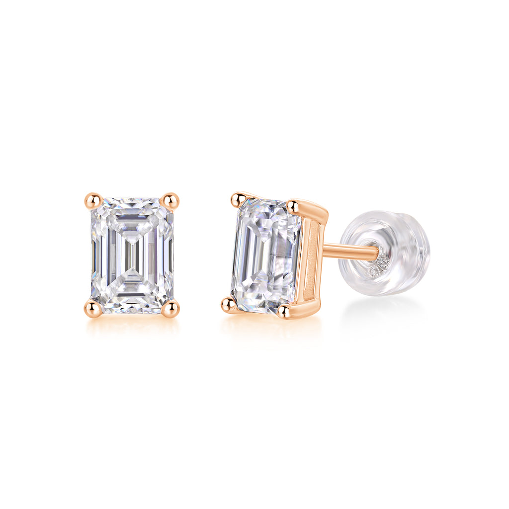 Canopus Moissanite Earrings - Octagonal 5x7mm