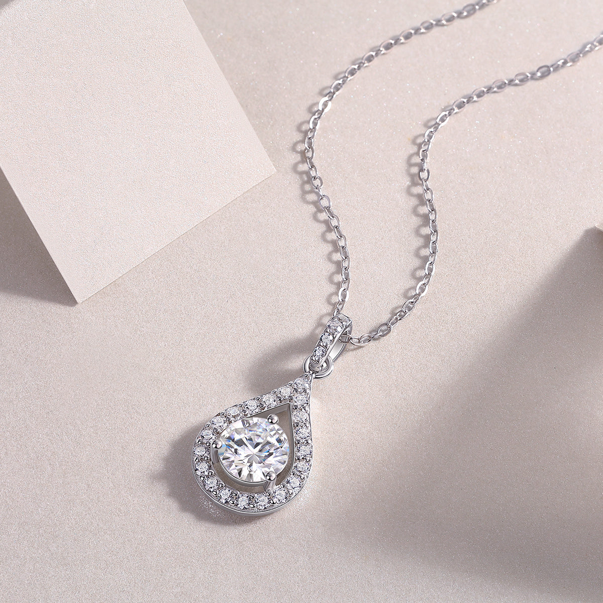 Moissanite Heart Necklace - 1 Carat Silver