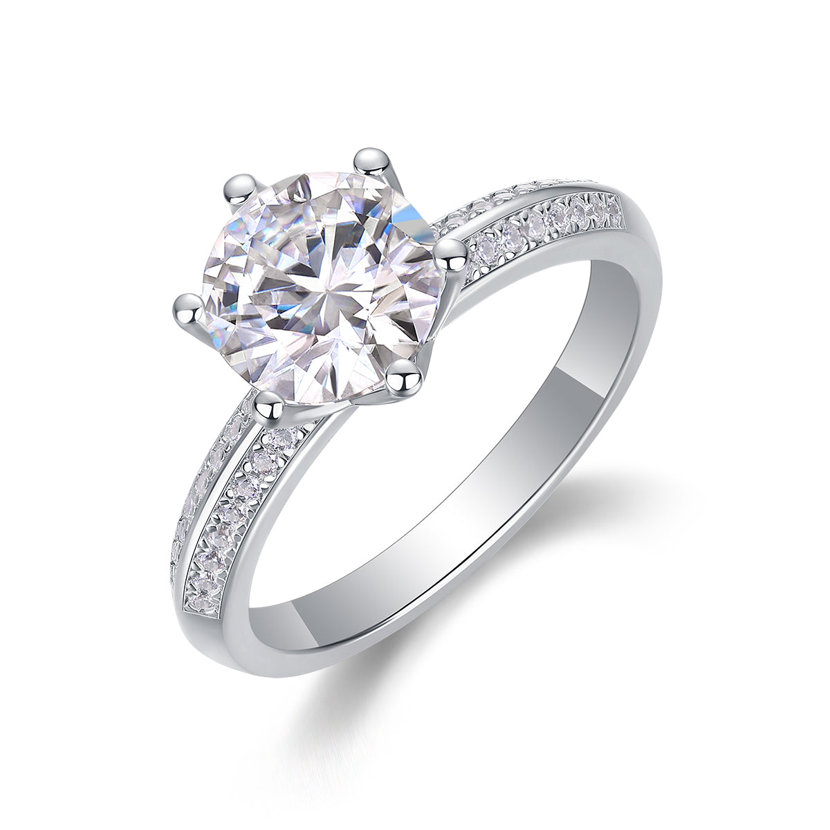 Moissanite Ring 2 Carat Silver Plated