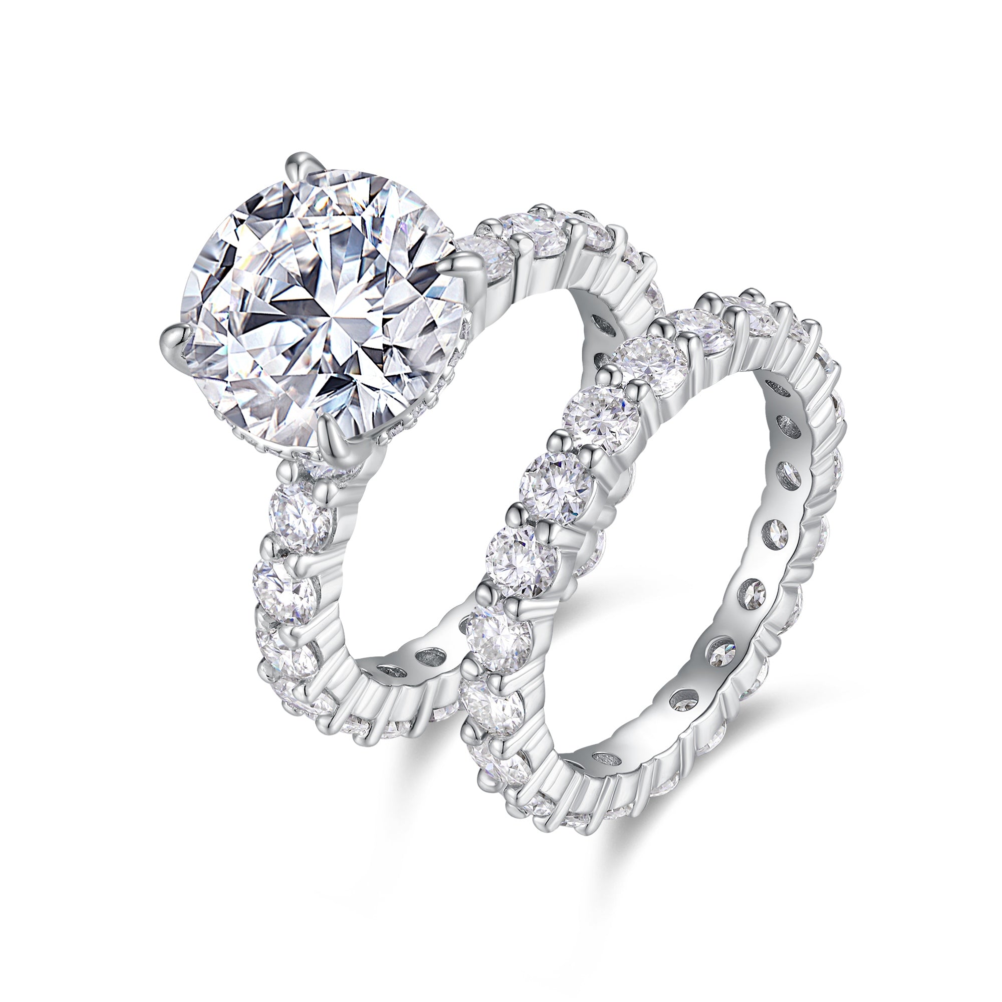 Time Vow Moissanite Ring Set 5ct Silver