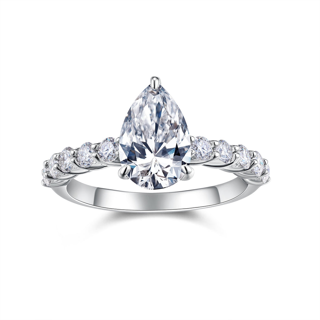 Moissanite Pear Water Drop Ring Silver